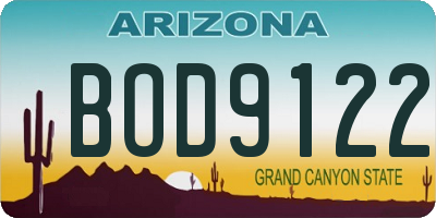 AZ license plate BOD9122