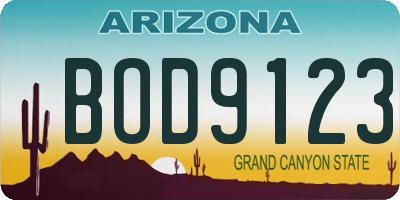 AZ license plate BOD9123