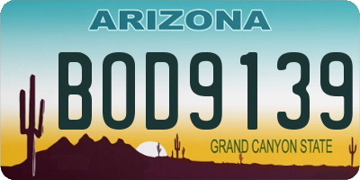 AZ license plate BOD9139