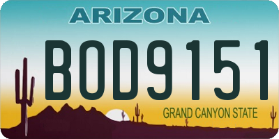 AZ license plate BOD9151