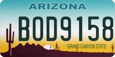 AZ license plate BOD9158