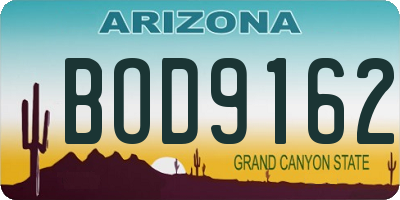 AZ license plate BOD9162