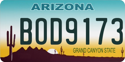 AZ license plate BOD9173
