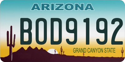 AZ license plate BOD9192