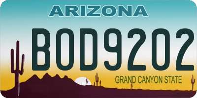 AZ license plate BOD9202
