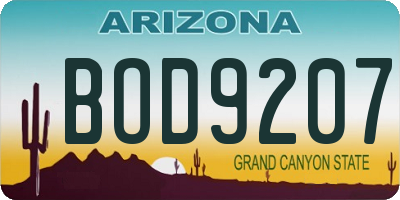 AZ license plate BOD9207