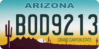AZ license plate BOD9213