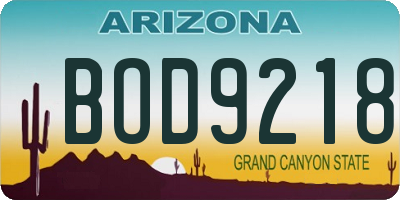 AZ license plate BOD9218