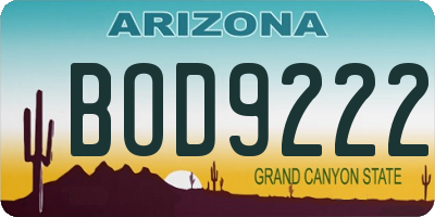 AZ license plate BOD9222