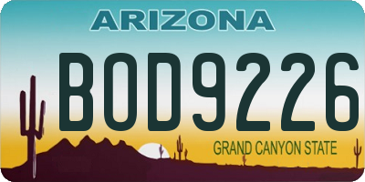 AZ license plate BOD9226