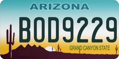 AZ license plate BOD9229