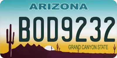 AZ license plate BOD9232