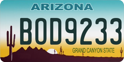 AZ license plate BOD9233