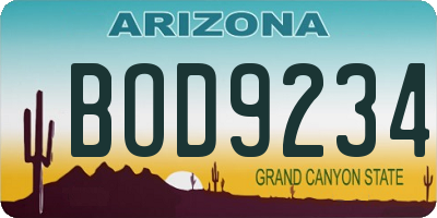 AZ license plate BOD9234