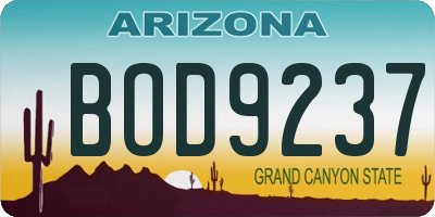 AZ license plate BOD9237