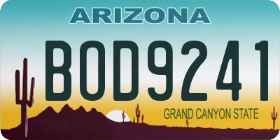 AZ license plate BOD9241