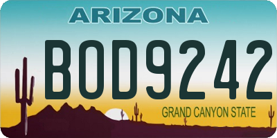 AZ license plate BOD9242