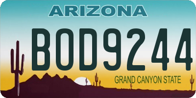 AZ license plate BOD9244