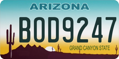 AZ license plate BOD9247