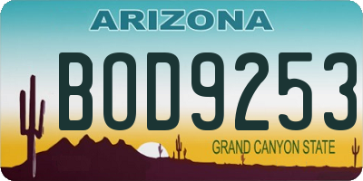 AZ license plate BOD9253