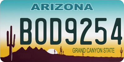 AZ license plate BOD9254