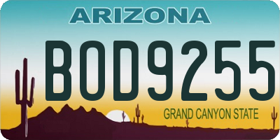 AZ license plate BOD9255