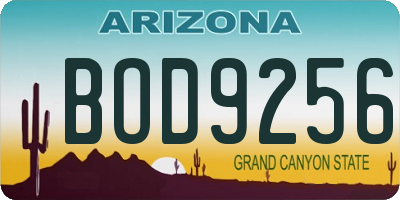 AZ license plate BOD9256