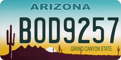 AZ license plate BOD9257