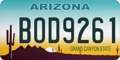 AZ license plate BOD9261