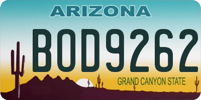 AZ license plate BOD9262