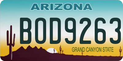 AZ license plate BOD9263