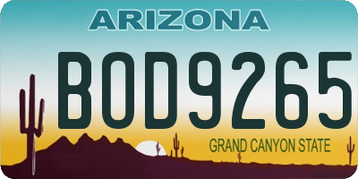AZ license plate BOD9265