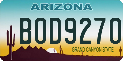 AZ license plate BOD9270