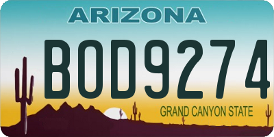 AZ license plate BOD9274