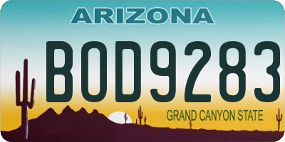 AZ license plate BOD9283