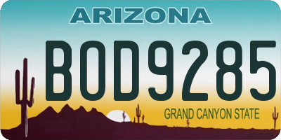 AZ license plate BOD9285
