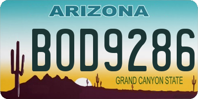 AZ license plate BOD9286