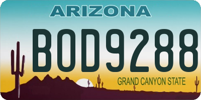 AZ license plate BOD9288