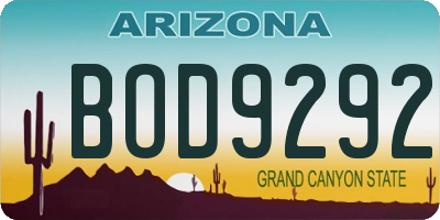 AZ license plate BOD9292