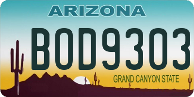 AZ license plate BOD9303