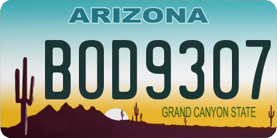 AZ license plate BOD9307