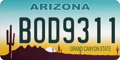AZ license plate BOD9311