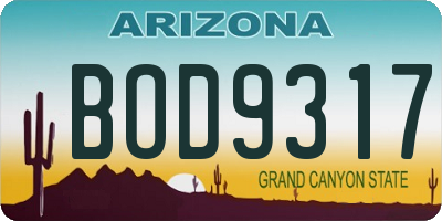 AZ license plate BOD9317