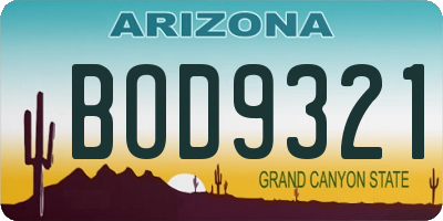 AZ license plate BOD9321