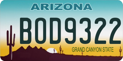 AZ license plate BOD9322