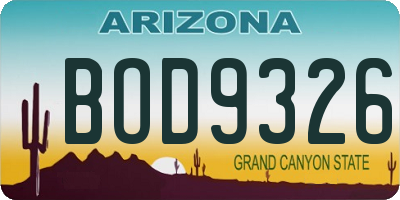 AZ license plate BOD9326