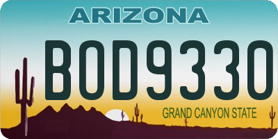 AZ license plate BOD9330