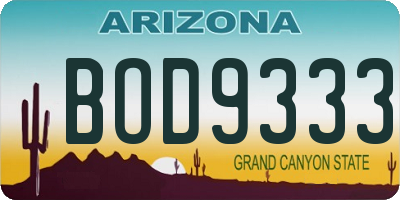 AZ license plate BOD9333