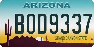 AZ license plate BOD9337