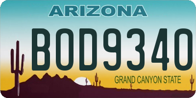 AZ license plate BOD9340